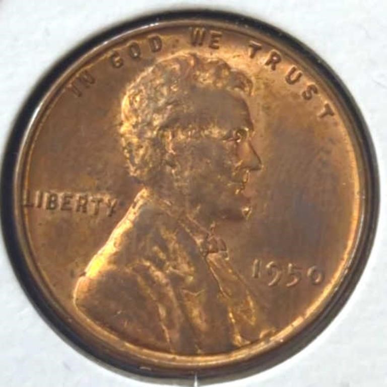 Uncirculated 1950 Lincoln wheat penny