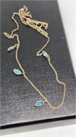 Sterling necklace with green blue stones 1 g