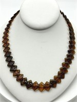 Crown Trifari Tortoise Lucite Accordion Necklace