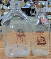 2 GRAYSTONE GLASS MILK BOTTLES