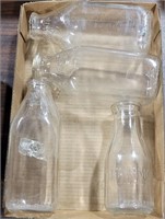 4 CLEAR GLASS FAIRMONT MILK BOTTLES