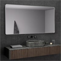 60 x 36 Inch Brushed Silver Bathroom Mirror