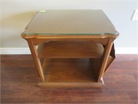 A Contemporary Fruitwood Two Tier End Table