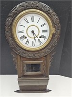 Vintage Working Houl Chime Ornate Mahogany Clock