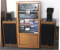 Vintage Onkyo Stereo Setup w/ Cabinet & Speakers