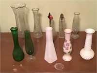 GROUPING OF GLASS VASES