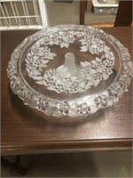 Frosted stand cake plate