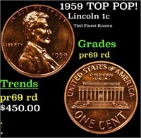 Proof 1959 Lincoln Cent TOP POP! 1c Grades Gem++ P