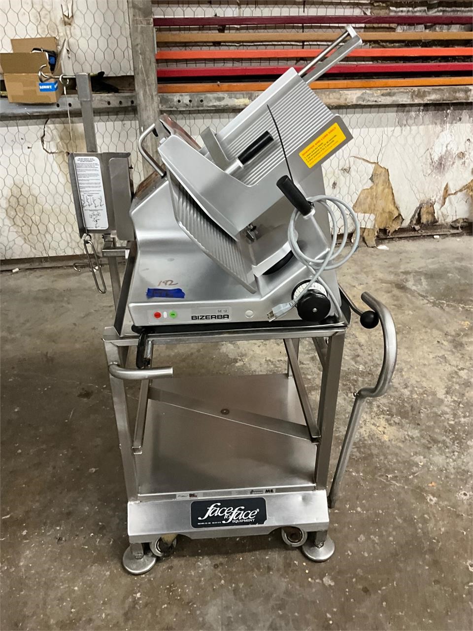 Bizerba manual slicer with cart