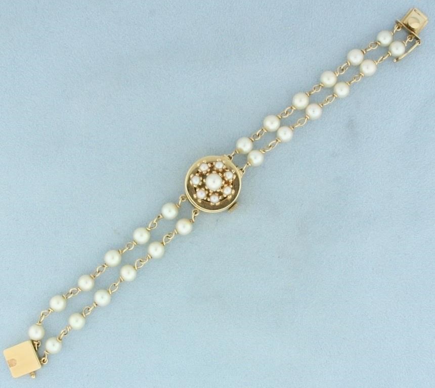 Vintage Honora Akoya Cultured Pearl Concealed Watc