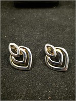 Pair of vintage sterling silver clip on earrings