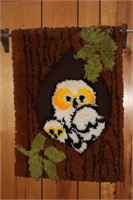 Mid Century-Hooked Rug with Owl