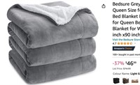 Bedsure Grey Sherpa Fleece Blanket Queen Size