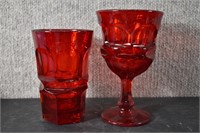 Fostoria Ruby Red Argus Goblet & Drinking Glass