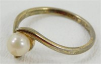 Vintage Sterling Silver Pearl Ring - Size 8