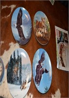 4 BEAUTIFUL PLATES EAGLE WOLF AND LIONS
