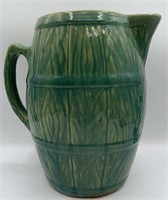 STONEWARE GREEN GLAZED BANDED PITCHER