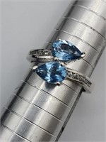 Sterling Silver Blue Topaz Ring Sz 9