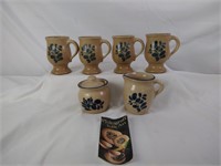 Pfaltsgraff Folk Art - 4 Mugs, Cream & Sugar