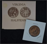 Virginia Half Penny Replica
