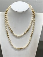 GOLD FILLED BEAD & REAL PEARL NECKLACE