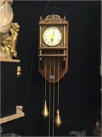WALL CLOCK WITH BRASS WEIGHTS - LOCAL PICK-UP ONLY