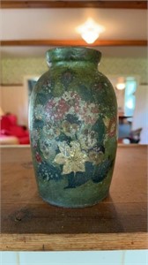 Small, antique stoneware crock with a original