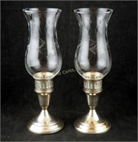 2 Towle Sterling Silver Hurricane Candlesticks