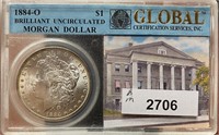 1884-O Morgan Silver Dollar GLOBAL Slabbed (BRILL