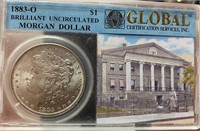 1883-O Morgan Silver Dollar GLOBAL Slabbed (BRILL