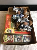 TRAY LOT OF NFL PLAYING CARDS, STUFFED ANIMALS