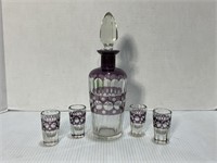 Rare MCM amethyst cut purple glass decanter with