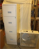 4 Drawer Metal File Cabinet, Box Fan (See Desc)