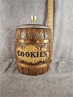 TREASURE CRAFT BARREL CERAMIC COOKIE JAR