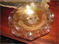 Scalloped edge, Carnival glass bowl