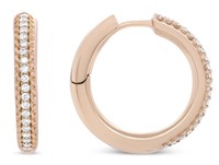 18k Rose Gold Round .31ct Diamond Hoop Earrings