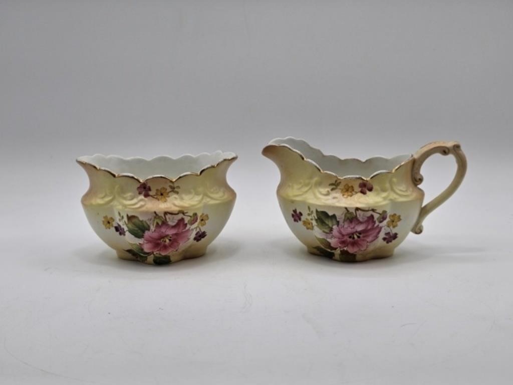 CARLTON WARE (W & R) BLUSHWARE CREAM & SUGAR