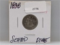 1838 90% Silv Seated Dime