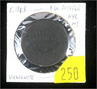 1863 Civil War token H.W. Shiffer NYC, New York