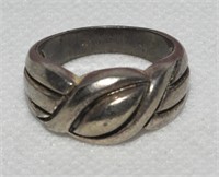 Vtg 925 Sterling Silver Twist Pattern Ring Sz 7