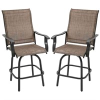 $242  Swivel Brown Metal Outdoor Bar Stools with A