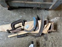 Sickles, C Clamp and Hand Saws