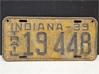 1939 Indiana License Plate