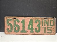 1915 Pink Indiana License Plate