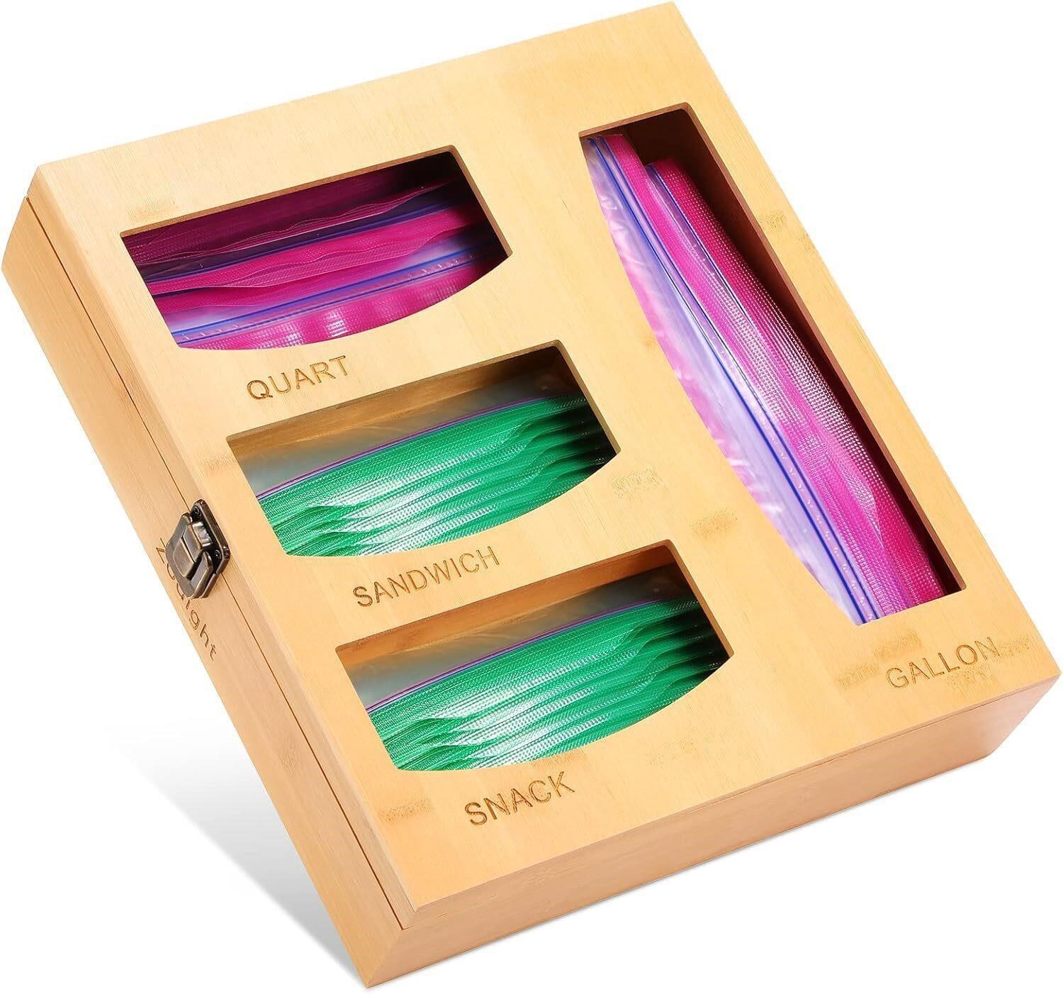 $20 Bamboo Ziplock Bag Storage Organizer