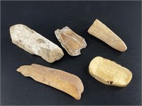 Collection of ancient ivory fragments, longest is