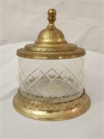 Vintage Brass Glass Jar with Lid