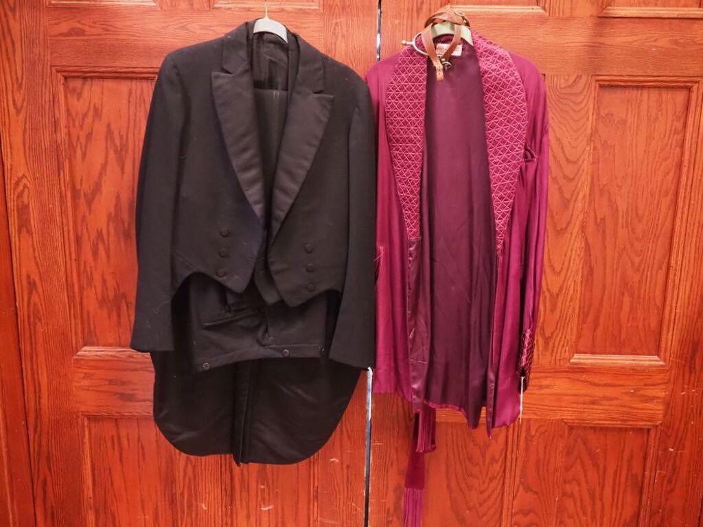 Three items: vintage wool tuxedo by Hart