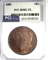1890 Morgan MS65 PL LISTS $1800