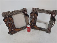 Pair of cowboy picture frames, see pics